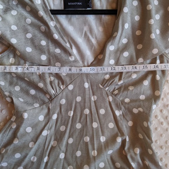MINKPINK Olive Polkadot Cape Dress - Size S - Picture 6 of 8